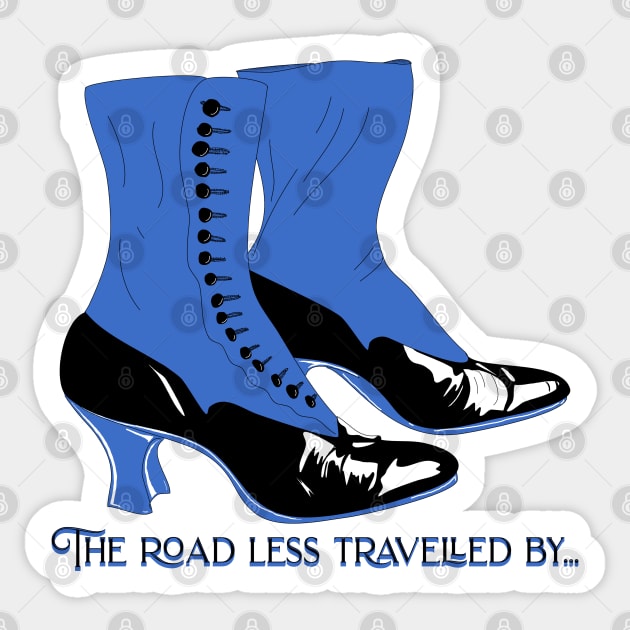 Vintage Spat Boots, road less traveled by Sticker by H. R. Sinclair